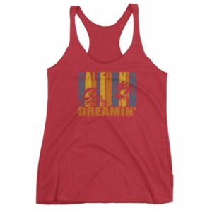 California Dreamin' Vintage Retro Style Sun and Surf Women's Racerback Tank - Image 13