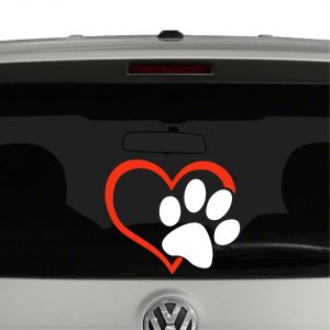 Puppy Dog Paw Print Heart Vinyl Decal Sticker