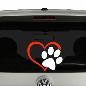 Puppy Dog Paw Print Heart Vinyl Decal Sticker