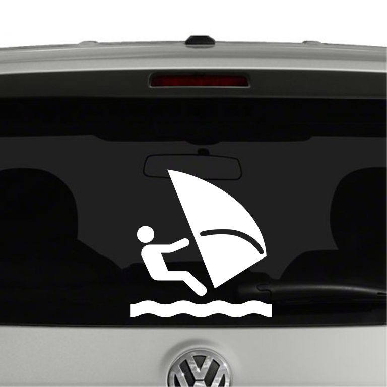 Wind Surfer Stick Figure Surfing Vinyl Decal Sticker