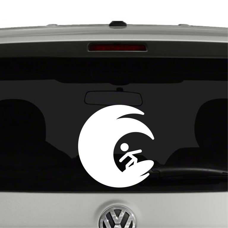 Surfer Stick Figure Surfing Wave Vinyl Decal Sticker