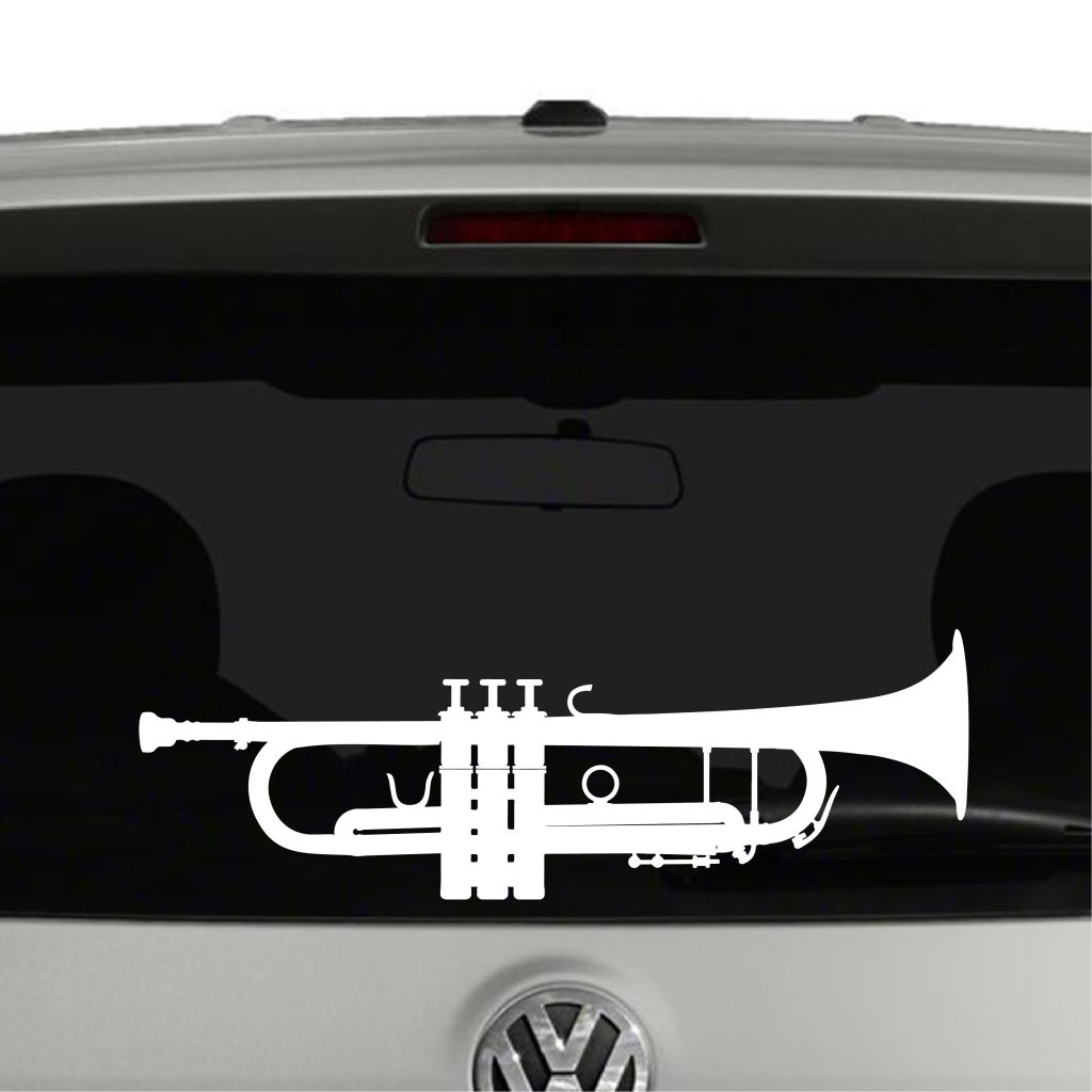 Trumpet Silhouette Band Player Vinyl Decal Sticker • Cosmic Frogs Vinyl