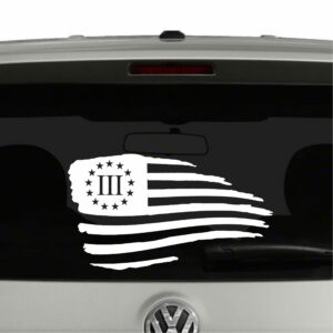 American Flag Waving Distressed 3 Percenter Vinyl Decal Sticker