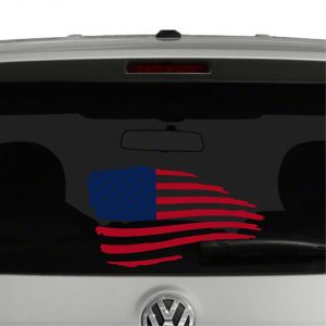 American Flag Waving Distressed 2 Color Vinyl Decal Sticker