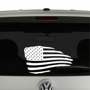 American Flag Waving Distressed Vinyl Decal Sticker