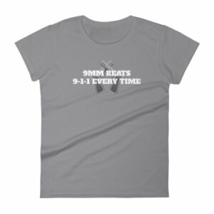 9mm Beats 911 Every Time 2nd Amendment Firearm Woman's T-Shirt - Image 5