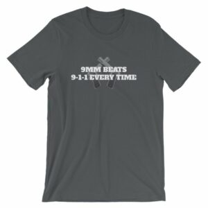 9mm Beats 911 Every Time 2nd Amendment Firearm T-Shirt - Image 6