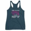 I Know I play Like A Girl Try To Keep Up Lacrosse Funny Women's Racerback Tank - Image 3