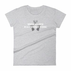 9mm Beats 911 Every Time 2nd Amendment Firearm Woman's T-Shirt - Image 7