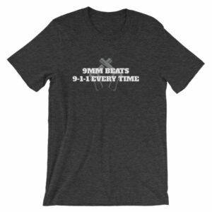 9mm Beats 911 Every Time 2nd Amendment Firearm T-Shirt - Image 8