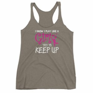 I Know I play Like A Girl Try To Keep Up Lacrosse Funny Women's Racerback Tank - Image 6