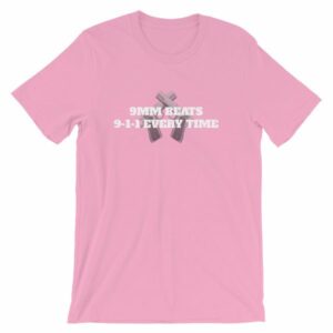 9mm Beats 911 Every Time 2nd Amendment Firearm T-Shirt - Image 17