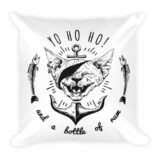 Pirate Cat Yo Ho Ho And A Bottle Of Rum Funny Cat Throw Square Pillow