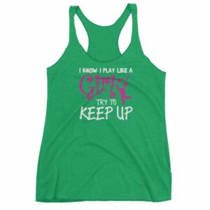 I Know I play Like A Girl Try To Keep Up Lacrosse Funny Women's Racerback Tank - Image 10