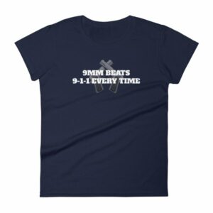 9mm Beats 911 Every Time 2nd Amendment Firearm Woman's T-Shirt - Image 4