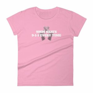 9mm Beats 911 Every Time 2nd Amendment Firearm Woman's T-Shirt - Image 15
