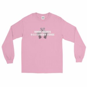 9mm Beats 911 Every Time 2nd Amendment Firearm Long Sleeve T-Shirt - Image 11
