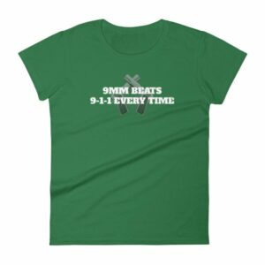 9mm Beats 911 Every Time 2nd Amendment Firearm Woman's T-Shirt - Image 8