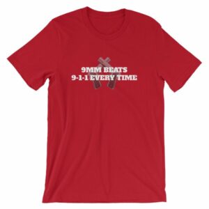 9mm Beats 911 Every Time 2nd Amendment Firearm T-Shirt - Image 16