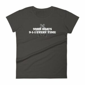 9mm Beats 911 Every Time 2nd Amendment Firearm Woman's T-Shirt - Image 2