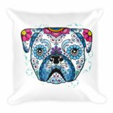 Pug Sugar Skull Day of The Dead Pug Dog Lovers Throw Square Pillow