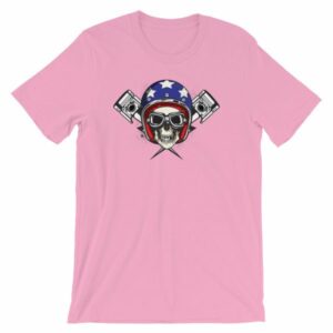 All American Rider Skull Motorcycle Helmet Pistons T-Shirt - Image 12