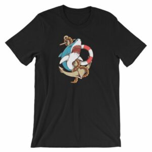 Shark and Anchor Old School Tattoo Sea Life T-Shirt - Image 2