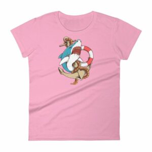 Shark and Anchor Old School Tattoo Sea Life Woman's T-Shirt - Image 15