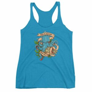 Rise Of Kraken Old School Tattoo Octopus Sea Monster Women's Racerback Tank - Image 11