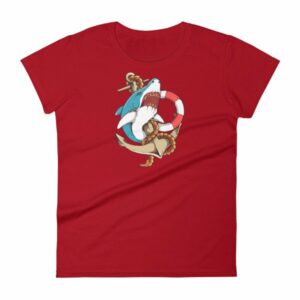 Shark and Anchor Old School Tattoo Sea Life Woman's T-Shirt - Image 16