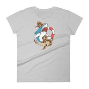 Shark and Anchor Old School Tattoo Sea Life Woman's T-Shirt - Image 11