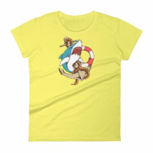 Shark and Anchor Old School Tattoo Sea Life Woman's T-Shirt - Image 12
