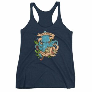 Rise Of Kraken Old School Tattoo Octopus Sea Monster Women's Racerback Tank - Image 5