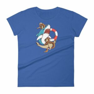 Shark and Anchor Old School Tattoo Sea Life Woman's T-Shirt - Image 9