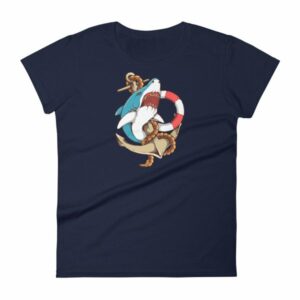 Shark and Anchor Old School Tattoo Sea Life Woman's T-Shirt - Image 4