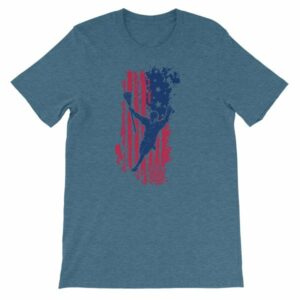American Lacrosse Player American Flag LAX T-Shirt - Image 5
