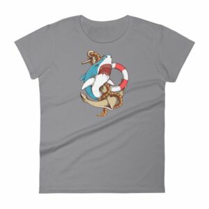 Shark and Anchor Old School Tattoo Sea Life Woman's T-Shirt - Image 5
