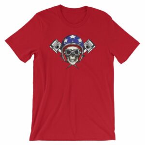 All American Rider Skull Motorcycle Helmet Pistons T-Shirt - Image 11