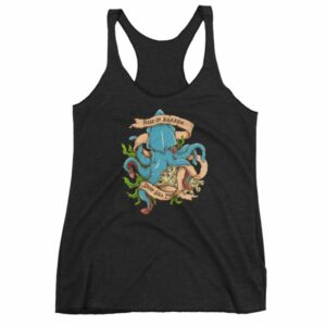 Rise Of Kraken Old School Tattoo Octopus Sea Monster Women's Racerback Tank