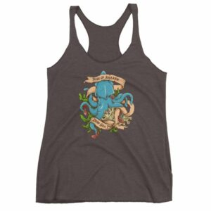 Rise Of Kraken Old School Tattoo Octopus Sea Monster Women's Racerback Tank - Image 2