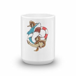 Shark and Anchor Old School Tattoo Sea Life Coffee Mug - Image 6
