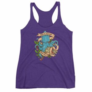 Rise Of Kraken Old School Tattoo Octopus Sea Monster Women's Racerback Tank - Image 7