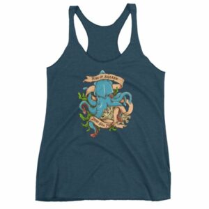 Rise Of Kraken Old School Tattoo Octopus Sea Monster Women's Racerback Tank - Image 3