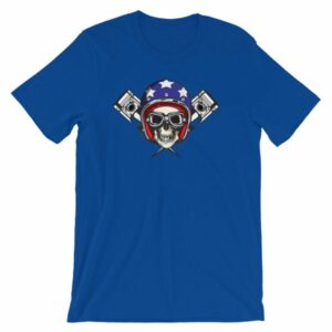 All American Rider Skull Motorcycle Helmet Pistons T-Shirt - Image 10