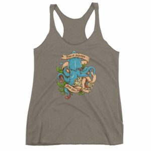 Rise Of Kraken Old School Tattoo Octopus Sea Monster Women's Racerback Tank - Image 6