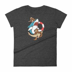 Shark and Anchor Old School Tattoo Sea Life Woman's T-Shirt - Image 3