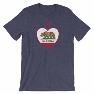 California Republic Heart Shaped Distressed Flag Short-Sleeve Unisex T-Shirt - Image 4