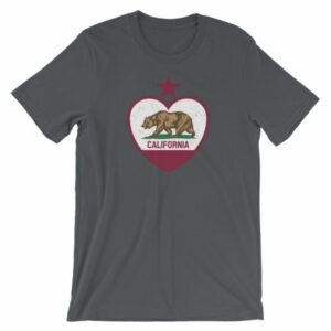 California Republic Heart Shaped Distressed Flag Short-Sleeve Unisex T-Shirt - Image 5