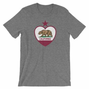 California Republic Heart Shaped Distressed Flag Short-Sleeve Unisex T-Shirt - Image 9