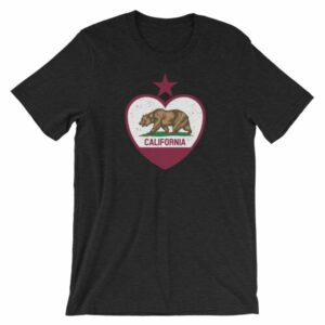 California Republic Heart Shaped Distressed Flag Short-Sleeve Unisex T-Shirt - Image 2